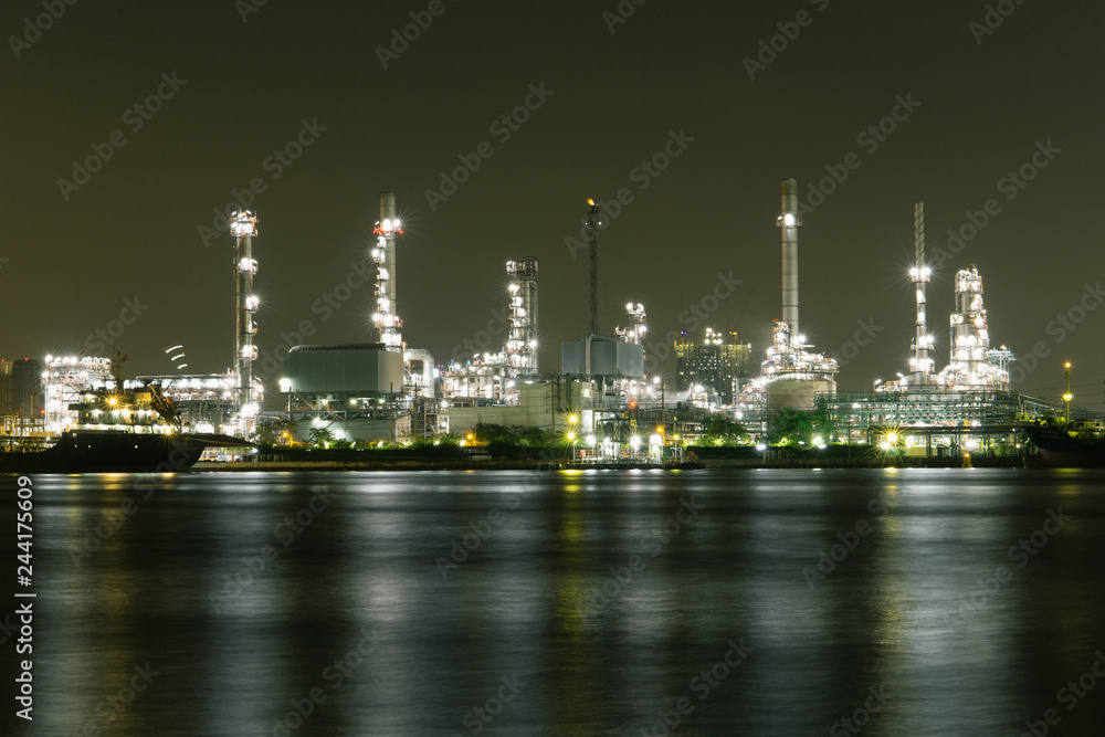 oil refinery industry plant. View of gas processing factory. Oil and gas