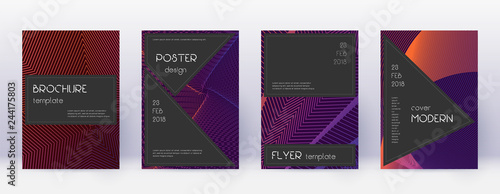 Black brochure design template set. Violet abstrac