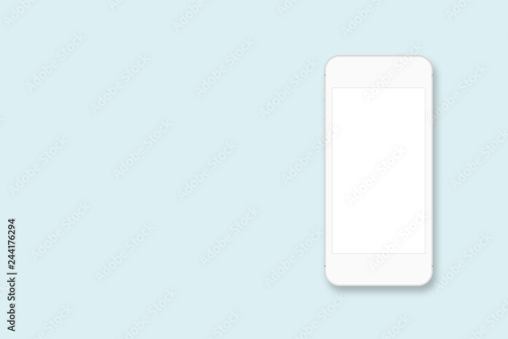 Mobile phone with blank screen on blue background Mobile phone with blank screen on blue background