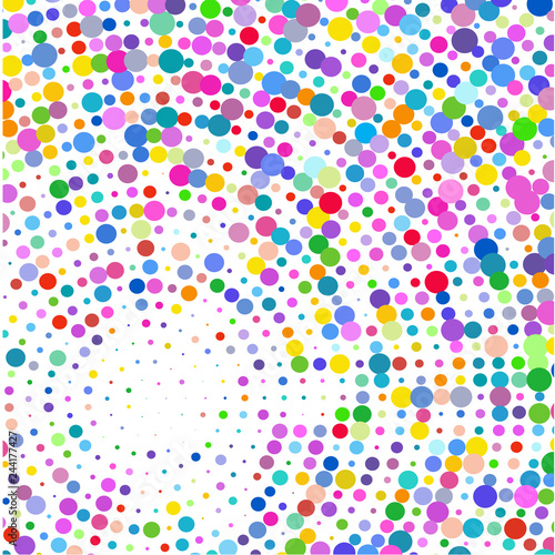  The multi-colored dots in a circle on a white.