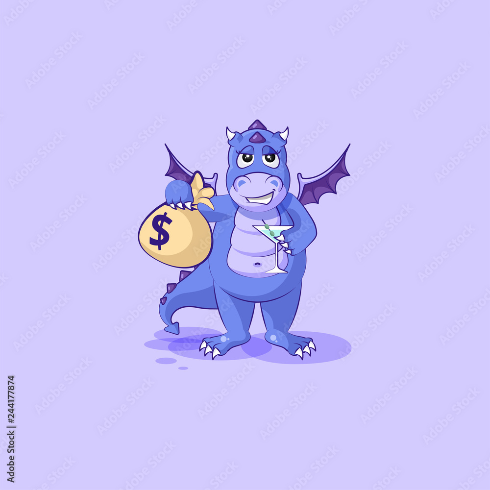 dragon sticker emoticon with bag of money