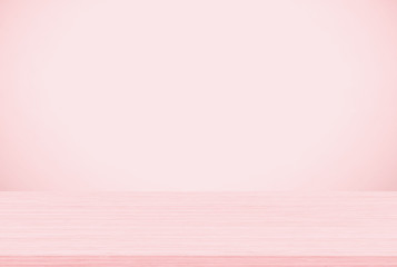 Empty wood table top on pink background. Template mock up for display of product