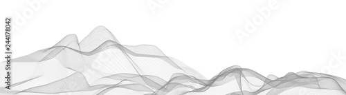 Abstract gray and white futuristic 3D map. 3D space landscape background. Vector grid.