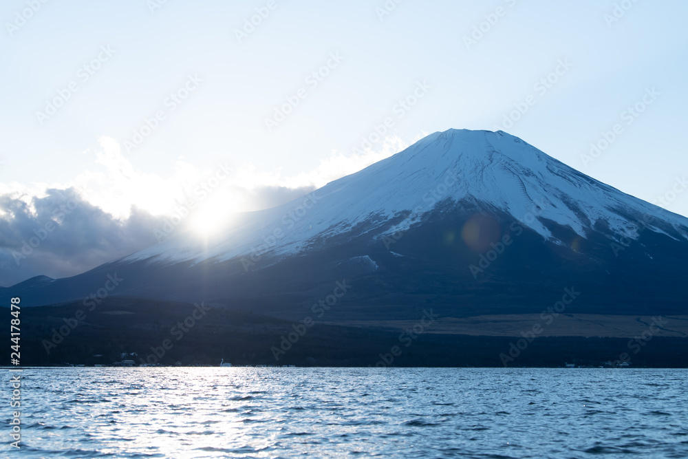 年賀状に使えそうな富士山と山中湖
