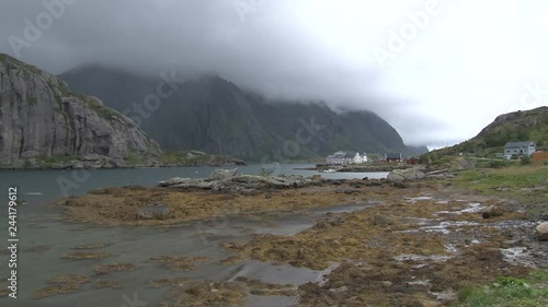 Lofoten, Norwegen, Ebbe, Tidenhub, Gezeiten, Leknes, Fjord, Saupstad, Sortland, Steinsfjorden, Unstad, Dorf, Fischerdorf, Küste, Ufer, Bucht, Saupstadtinden, Gipfel, Berg, photo