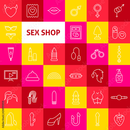 Vector Sex Shop Line Icons