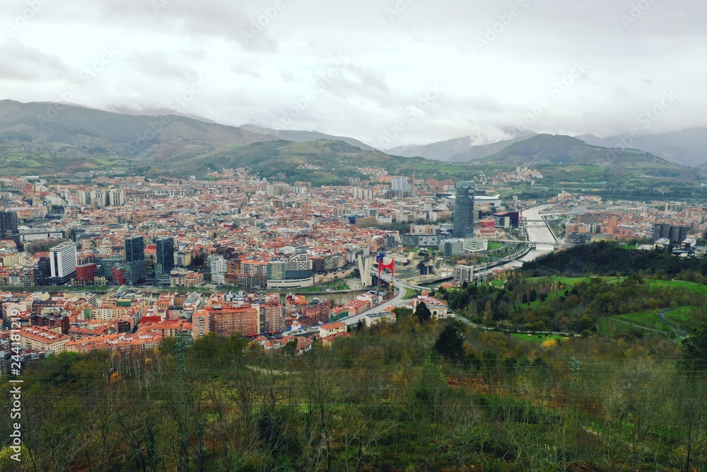 Bilbao en su cielo gris