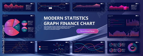 Modern  infographic vector template with statistics and finance charts. Information Graphics elements for UI UX design. Website design vector template graph and diagram infographic. Vector