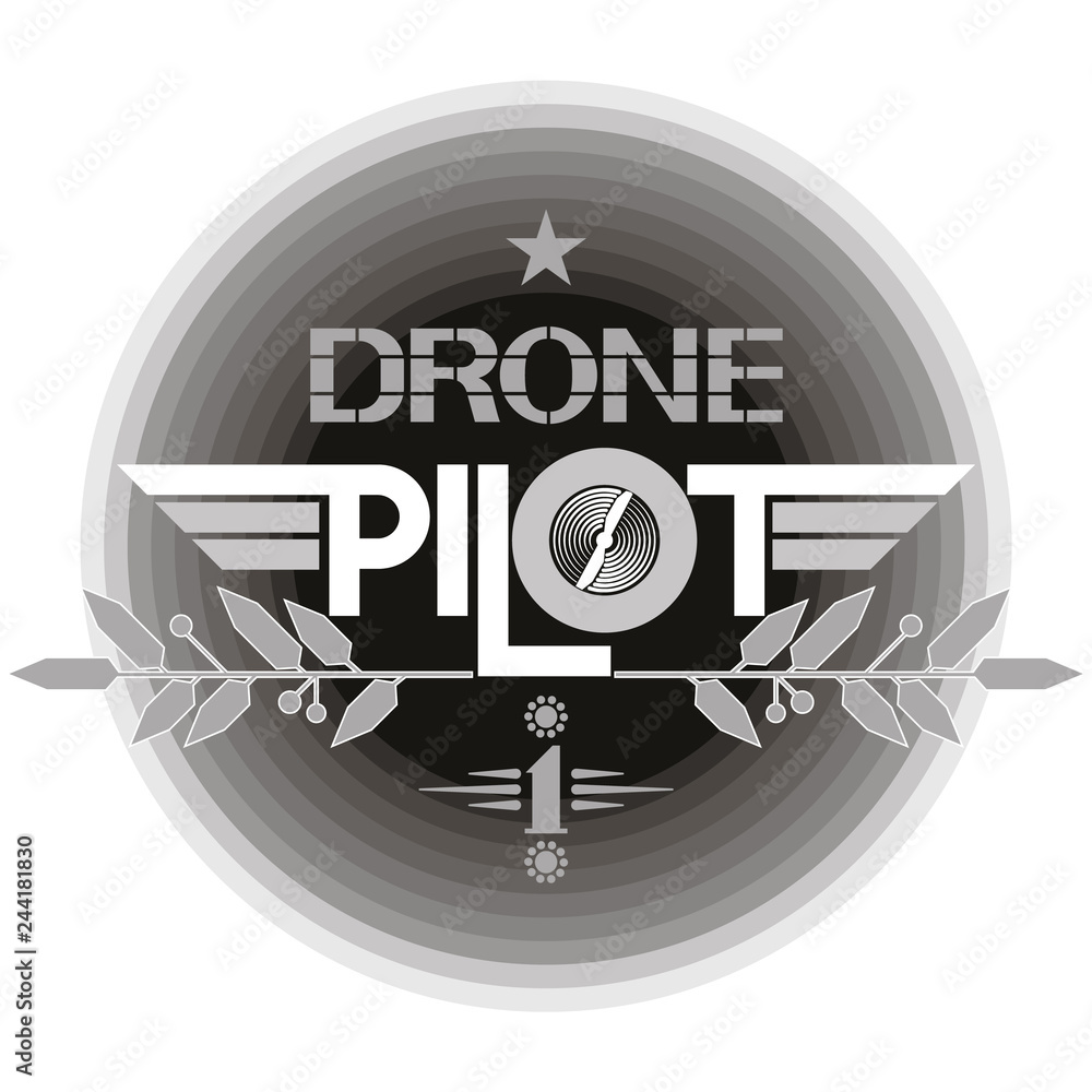 Drone pilot icon.Monochrome illustrative text poster dedicated to a  specific technical device. Stock Vector | Adobe Stock
