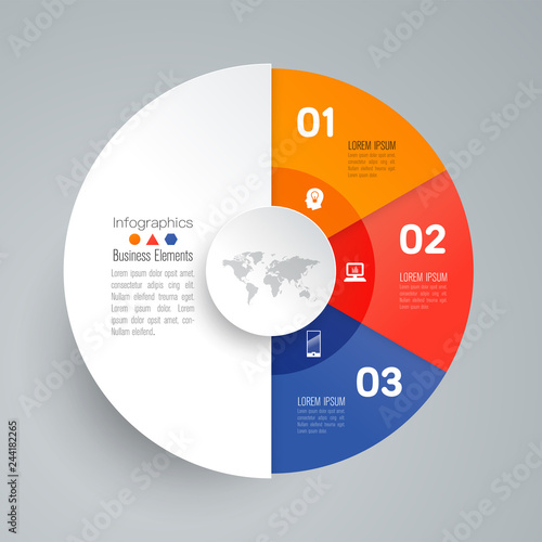 Infographics design vector and business icons with 3 options.