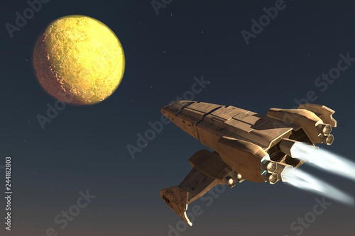 The spaceship image 3D illustration