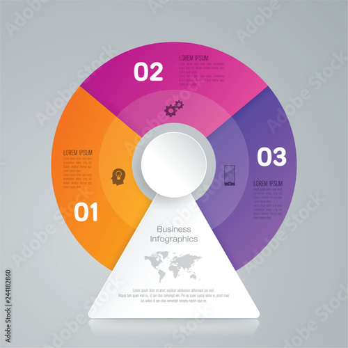 Infographics design vector and business icons with 3 options.