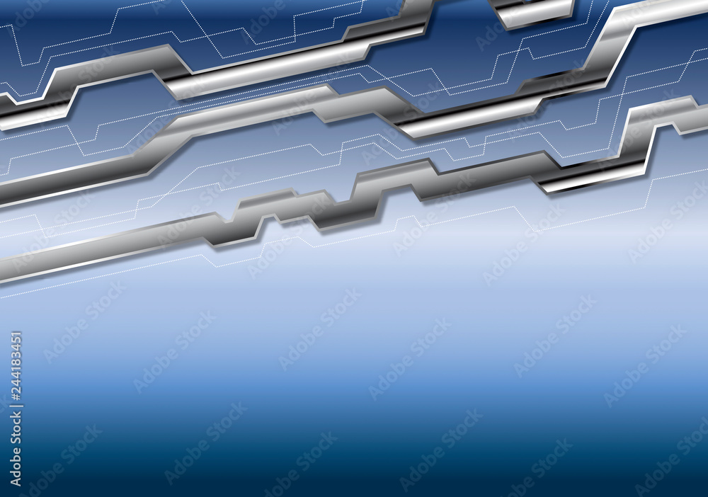 Silver metal stripes on blue background Silver metal stripes on blue background
