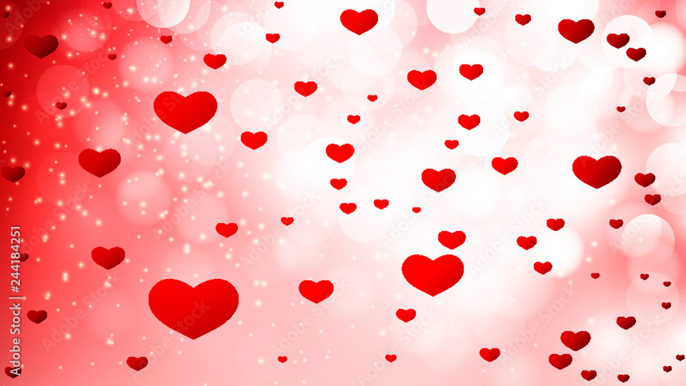 Fototapeta many red hearts on pink bokeh background