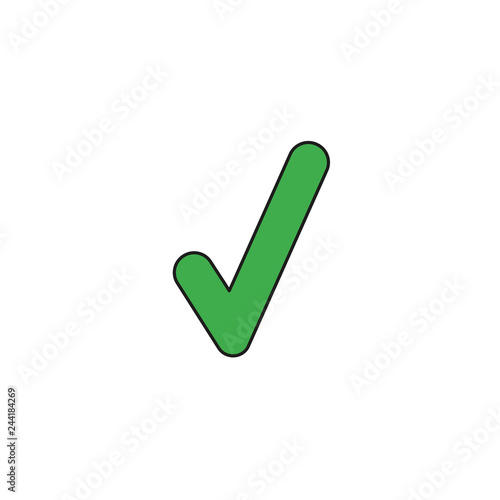 Vector icon concept of check mark. Colored and black outlines.