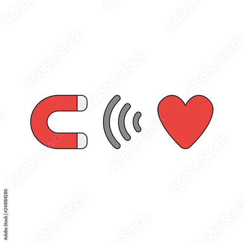Vector icon concept of magnet attracting heart.