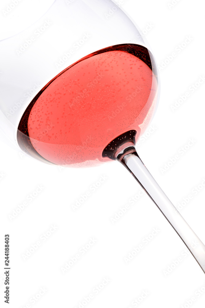 rose wine in glass on white background - color of the year 2019, 16-1546 rose wine in glass on white background - color of the year 2019, 16-1546