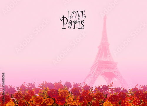 Eiffel tower- Paris France love card.