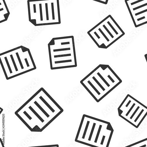 Document note icon seamless pattern background. Paper sheet vector illustration. Notepad document symbol pattern.