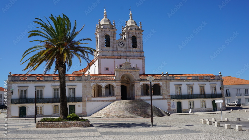 Church  Nossa Senhora da Nazare , city  Nazare, Portugal. Here is the miraculous icon of the Virgin Mary.