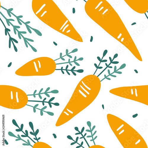 Doodle carrot vector seamless pattern