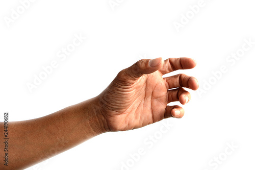 Symbol empty hand holding isolated on the white background.