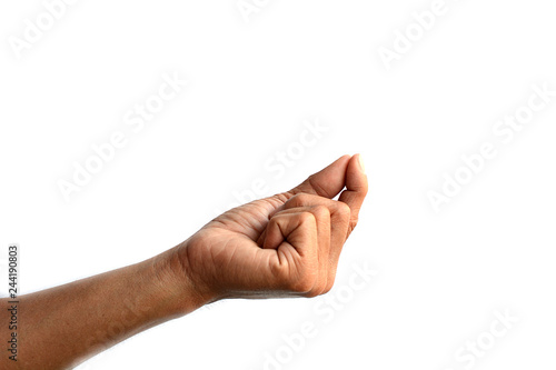 Symbol empty hand holding isolated on the white background.