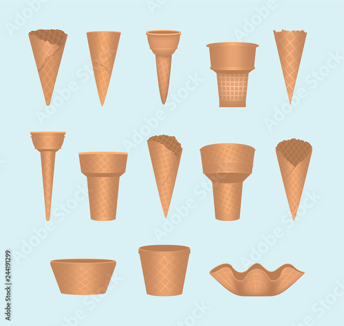 Empty Ice Cream Cone Vector Illustration