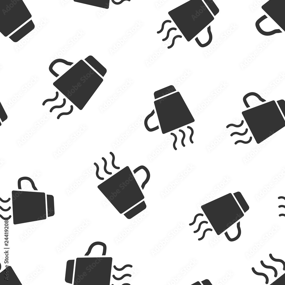 Coffee, tea cup icon seamless pattern background. Coffee mug vector illustration. Drink symbol pattern. Coffee, tea cup icon seamless pattern background. Coffee mug vector illustration. Drink symbol pattern.