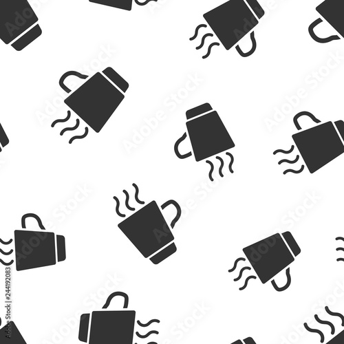 Coffee, tea cup icon seamless pattern background. Coffee mug vector illustration. Drink symbol pattern.