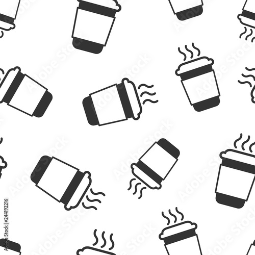Coffee, tea cup icon seamless pattern background. Coffee mug vector illustration. Drink symbol pattern.