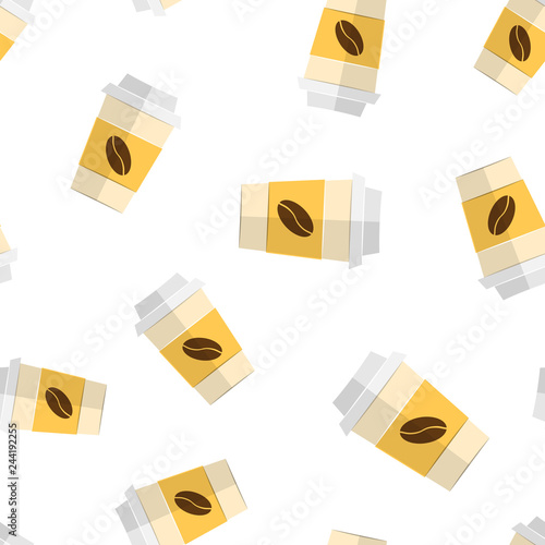 Coffee, tea cup icon seamless pattern background. Coffee mug vector illustration. Drink symbol pattern.
