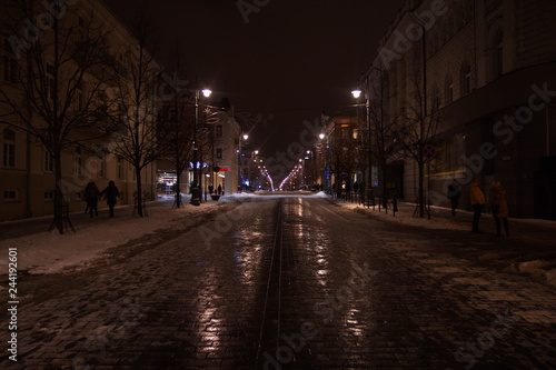  Night. Vilnius. Light. lanterns. roads.vilnius, night, lithuania, city, europe, street, architecture, building, town, capital, baltic, evening, eastern, travel, old, center, business, oldtown, cathed photo