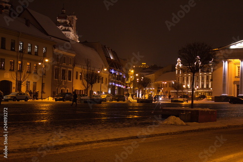  Night. Vilnius. Light. lanterns. roads.vilnius, night, lithuania, city, europe, street, architecture, building, town, capital, baltic, evening, eastern, travel, old, center, business, oldtown, cathed photo