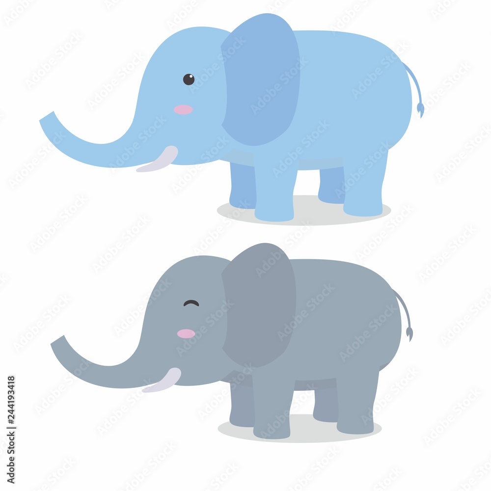 Cute elephant vector illustration isolated on white 