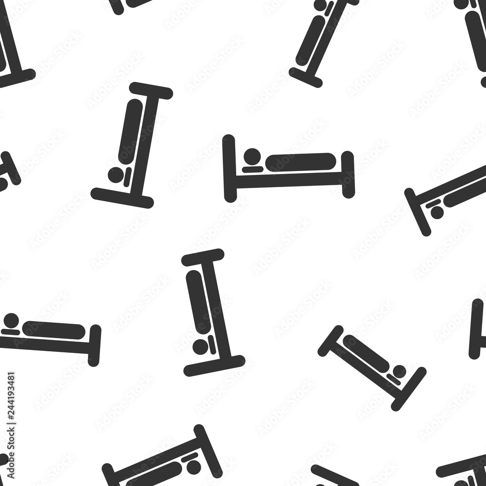 Bed icon seamless pattern background. Sleep bedroom vector illustration. Relax sofa symbol pattern. Bed icon seamless pattern background. Sleep bedroom vector illustration. Relax sofa symbol pattern.
