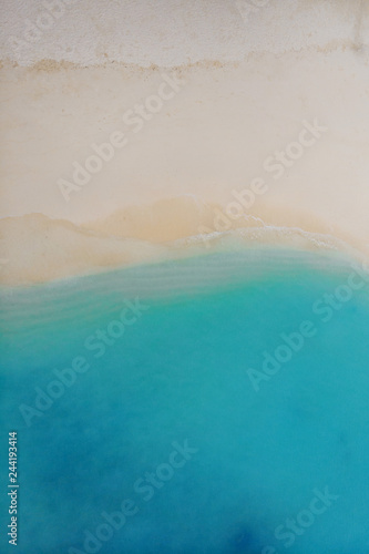 Tropical Islands on a coral Atoll. White sand and blue sea, minimalist landscape texture