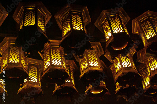 Repetitive Glowing Traditional Lamps in Japan   photo