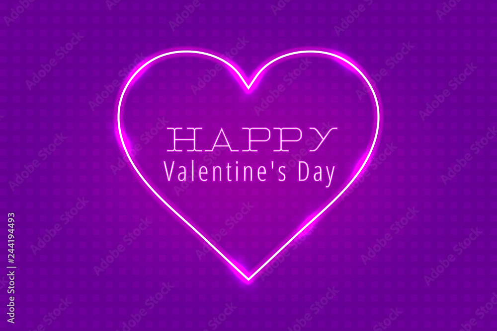 Valentine's day neon heart inscription for congratulations