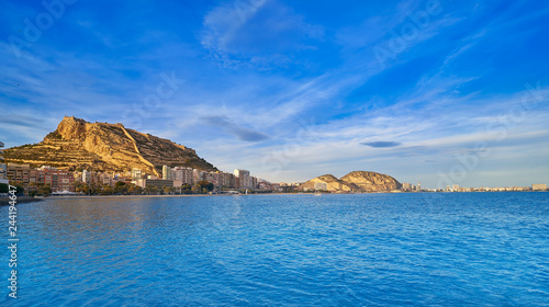 Alicante skyline at sunset from Postiguet