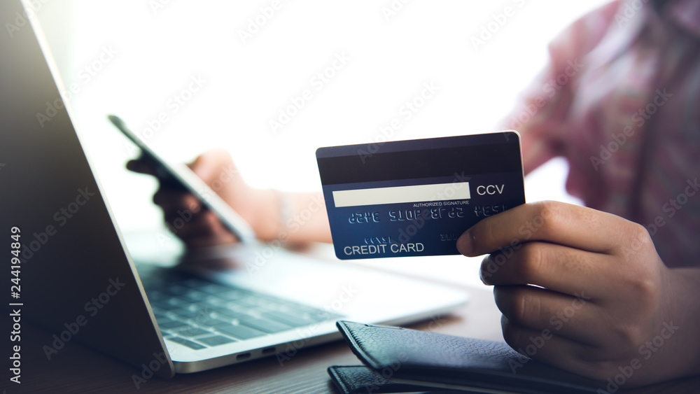 Online shopping, payment at the store, credit card, concept. Online shopping, payment at the store, credit card, concept.