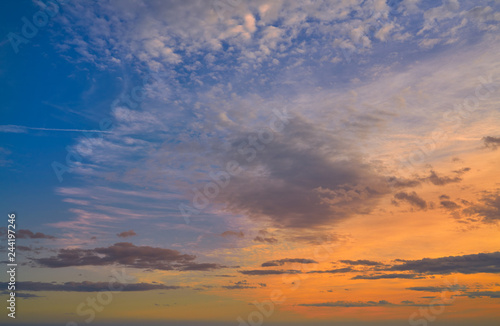 Sunset colorful sky background orange