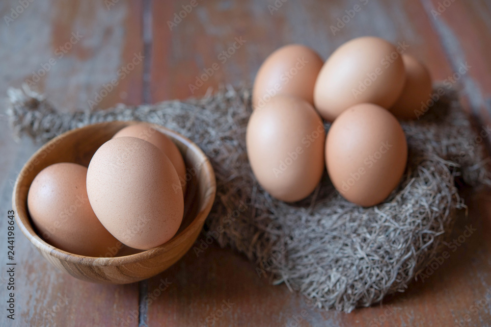 Eggs in wooden bowl Eggs in wooden bowl