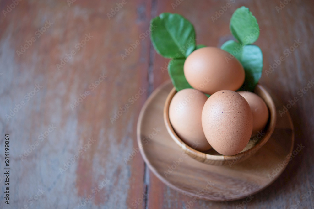 Eggs in wooden bowl Eggs in wooden bowl