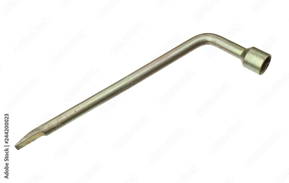 Wheel nut wrench L shape isolated on white background Wheel nut wrench L shape isolated on white background
