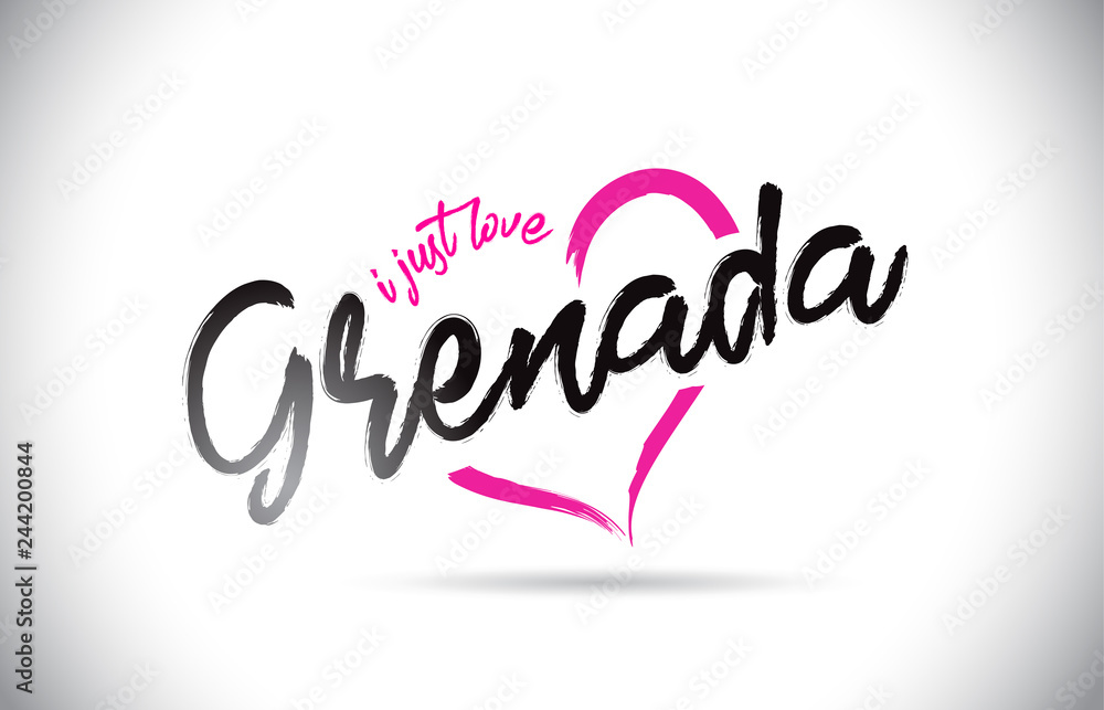 Grenada I Just Love Word Text with Handwritten Font and Pink Heart Shape. Grenada I Just Love Word Text with Handwritten Font and Pink Heart Shape.