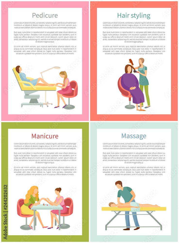 Pedicure and Pedicurist Massage Posters Vector