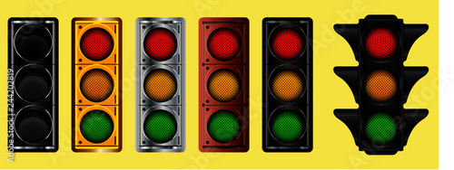 various of traffic light design (gold, bronze, silver, dark metal). easy to modify