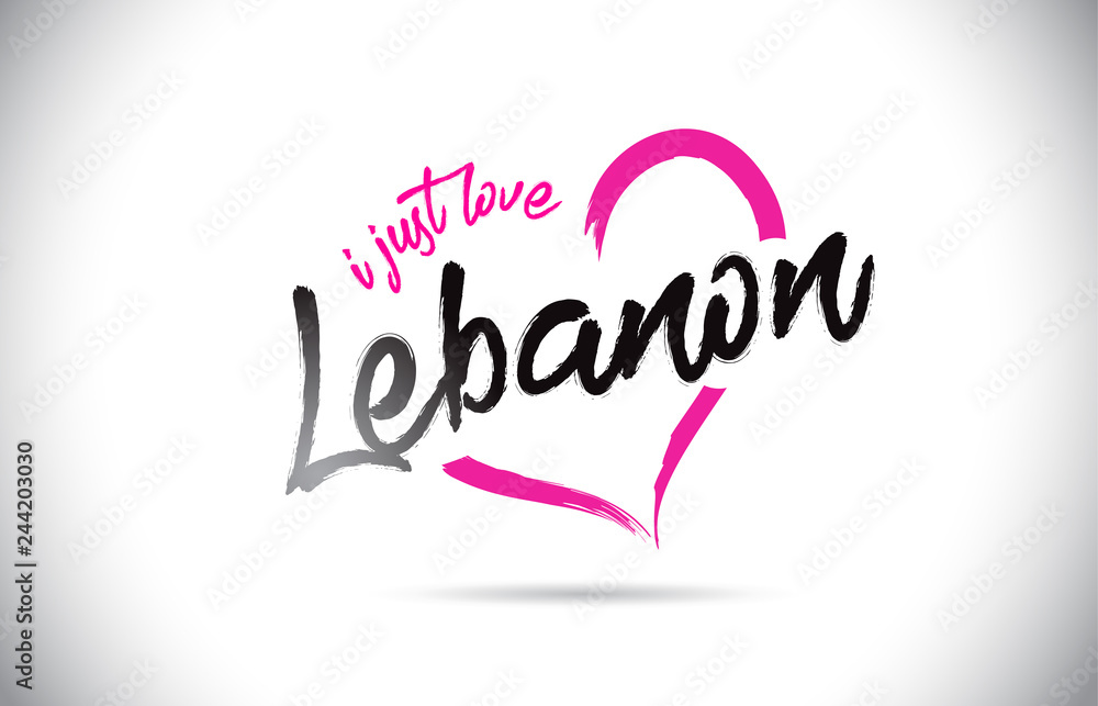 Lebanon I Just Love Word Text with Handwritten Font and Pink Heart Shape. Lebanon I Just Love Word Text with Handwritten Font and Pink Heart Shape.
