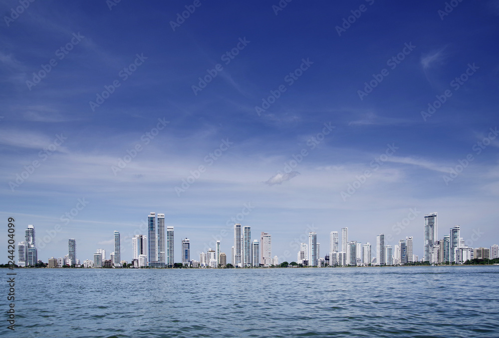 Cityscape of modern Cartagena, famous resort in Colombia, South America